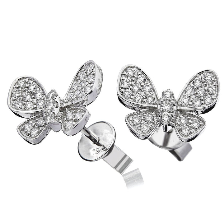 Diamond Butterfly Earrings 0.50ct F VS Quality in 18k White Gold - David Ashley