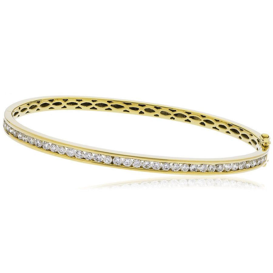 Diamond Channel Set Bangle 0.60ct G SI Quality in 9k Yellow Gold - David Ashley