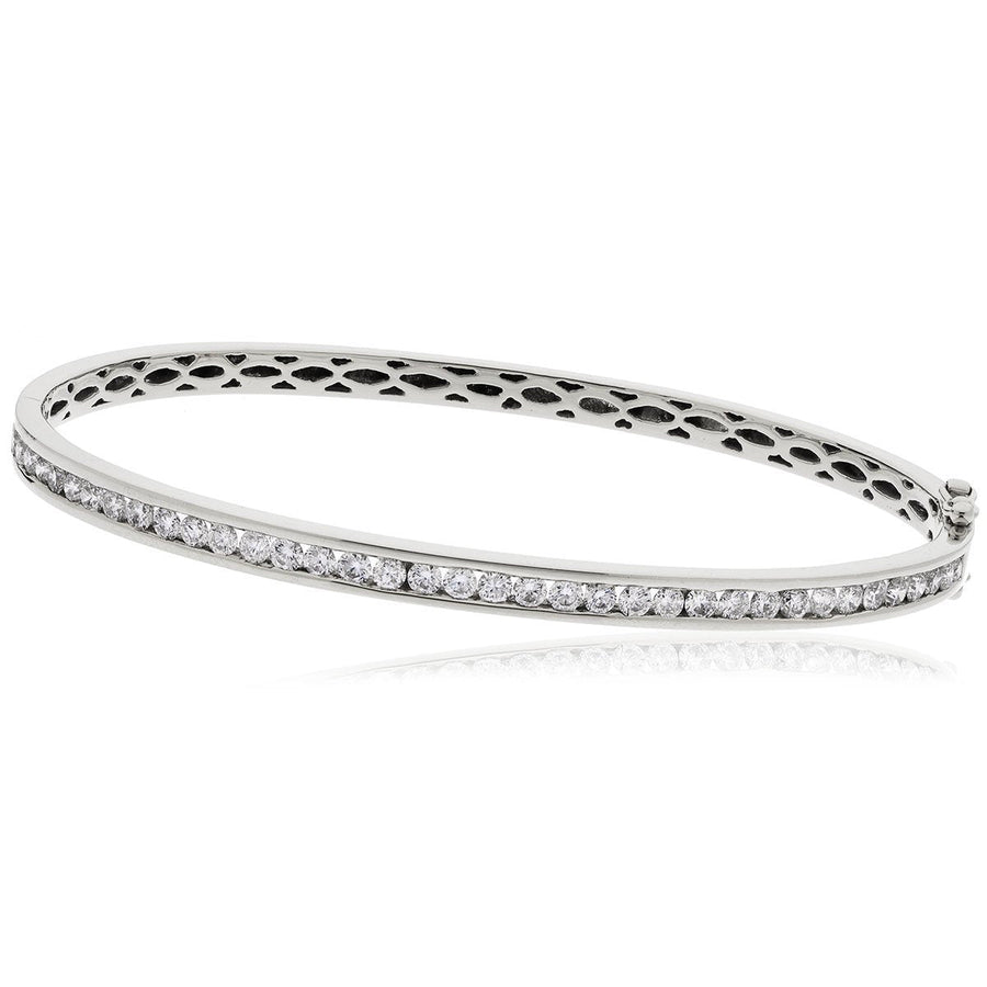 Diamond Channel Set Bangle 1.00ct G SI Quality in 9k White Gold - David Ashley