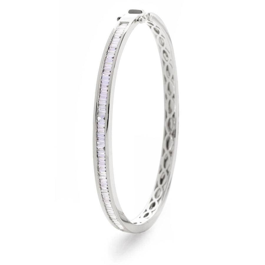 Diamond Channel Set Bangle 1.50ct F VS Quality in 18k White Gold - David Ashley