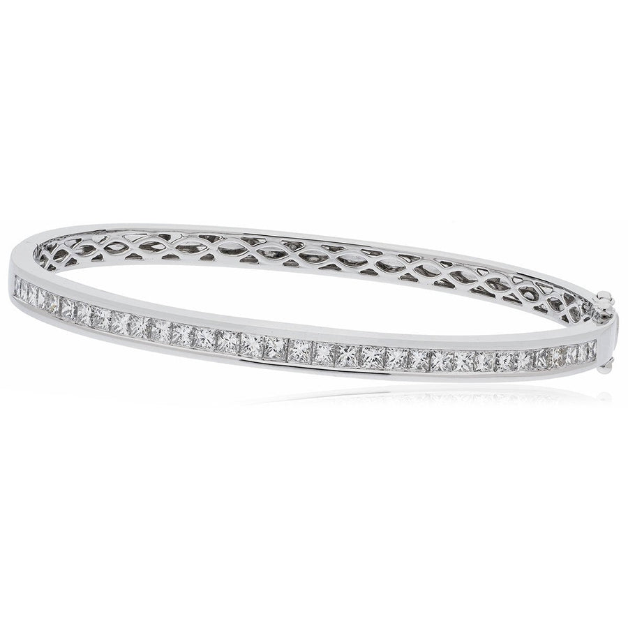 Diamond Channel Set Bangle 4.00ct F VS Quality in 18k White Gold - David Ashley