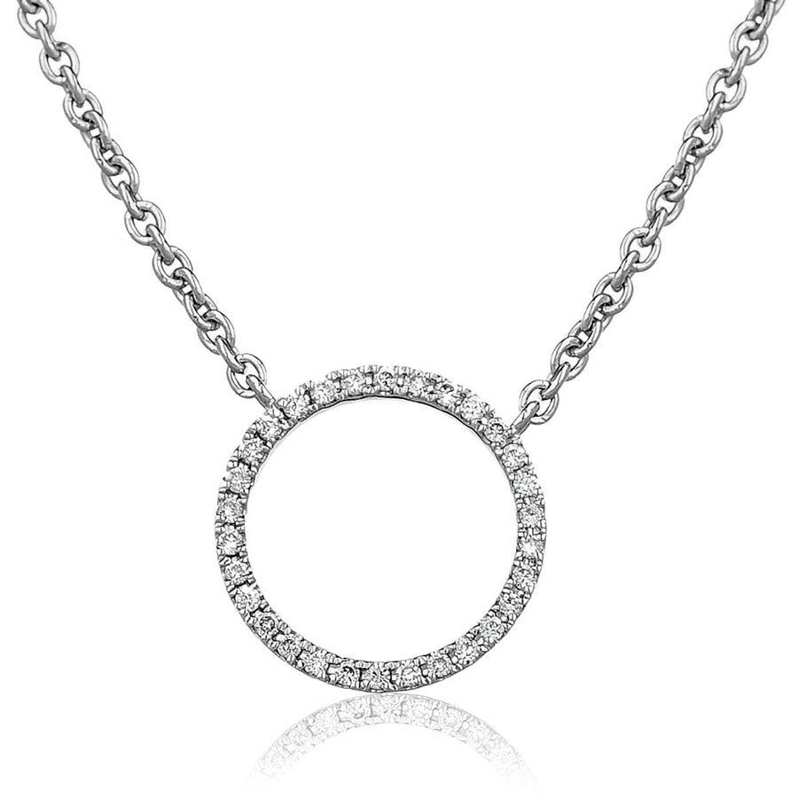 Diamond Circle of Life Necklace 0.10ct F VS Quality in 18k White Gold - David Ashley