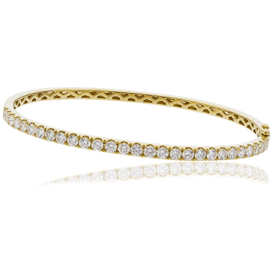 Diamond Claw Set Bangle 2.40ct F VS Quality in 18k Yellow Gold - David Ashley