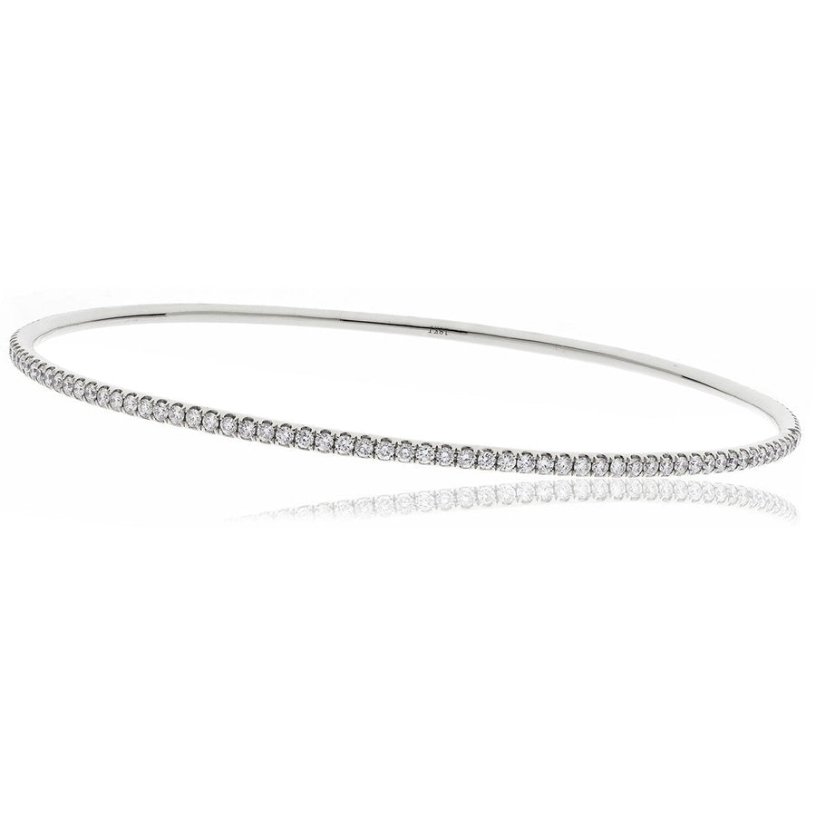 Diamond Claw Set Slave Bangle 1.60ct F VS Quality in 18k White Gold - David Ashley