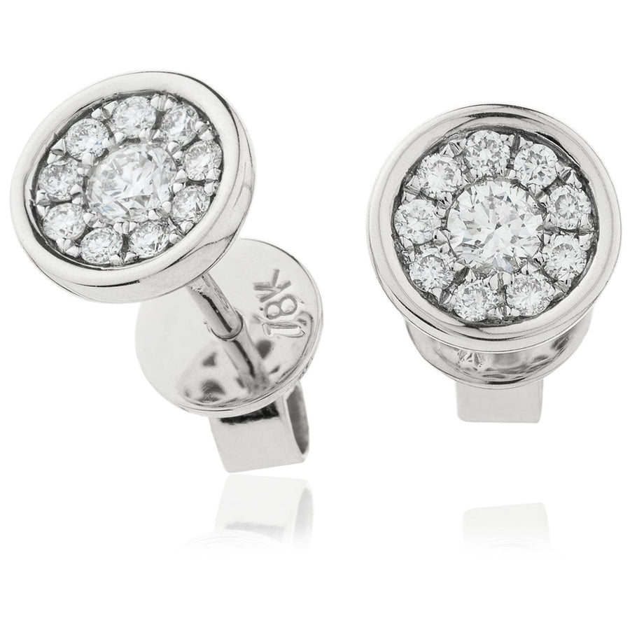 Diamond Cluster Earrings 0.30ct F VS Quality in 18k White Gold - David Ashley