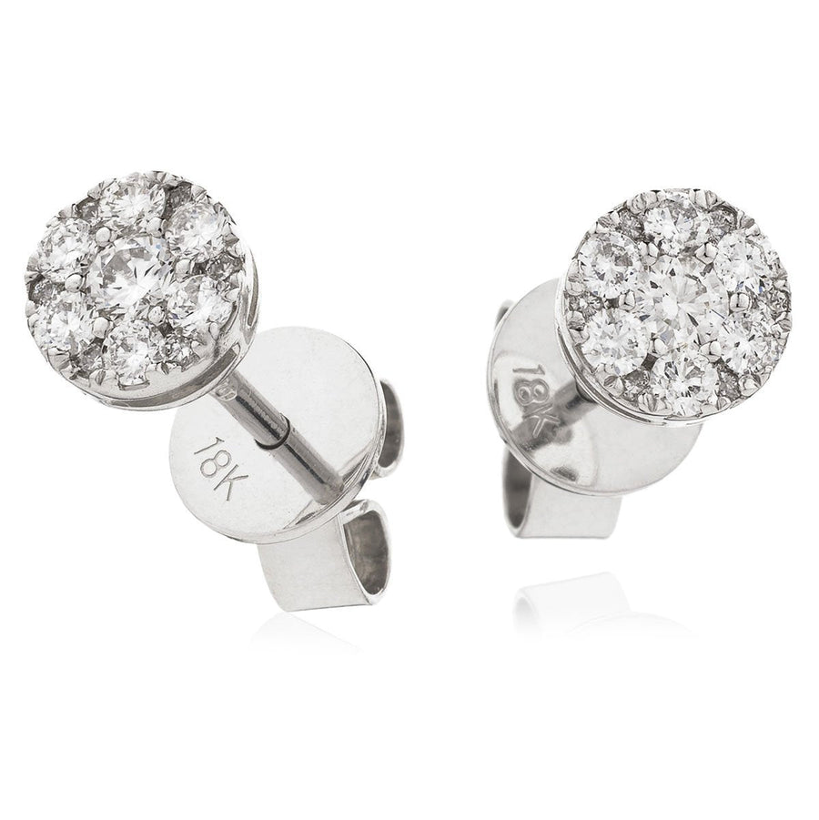 Diamond Cluster Earrings 0.35ct F VS Quality in 18k White Gold - David Ashley