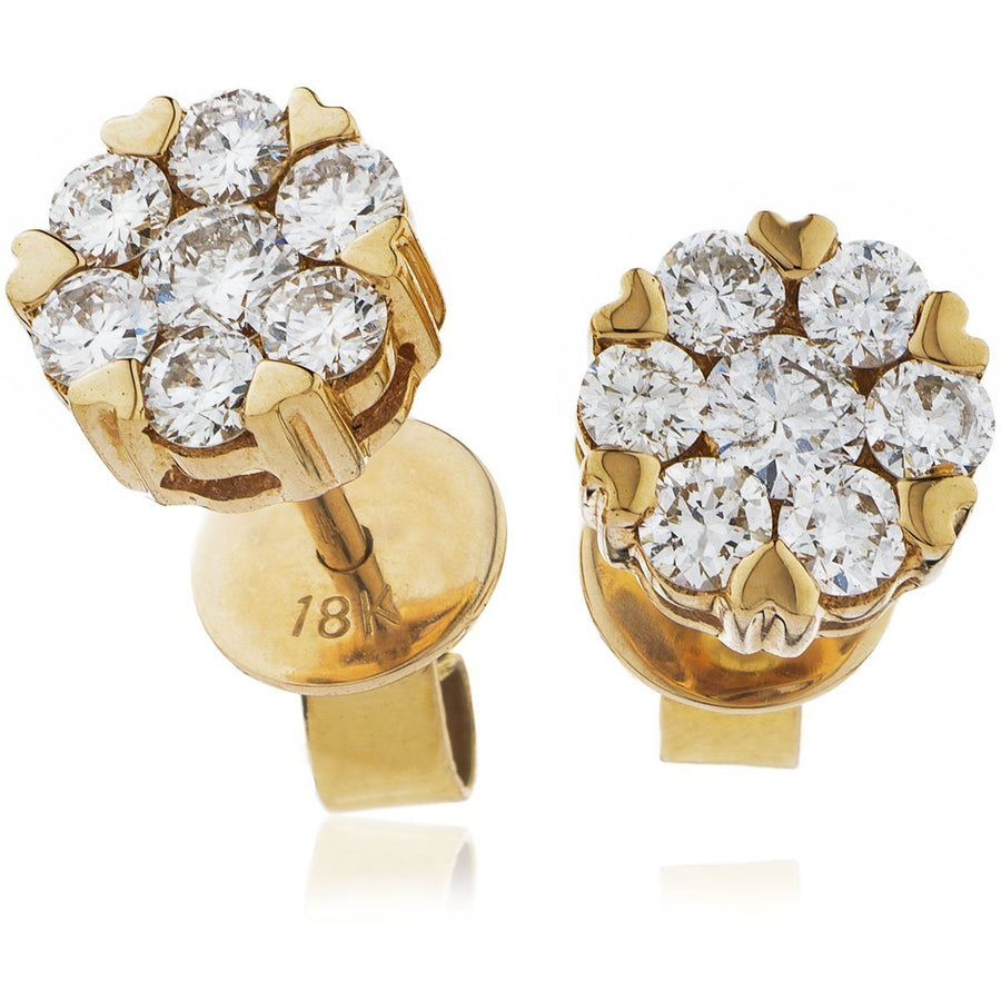 Diamond Cluster Earrings 0.45ct F VS Quality in 18k Rose Gold - David Ashley
