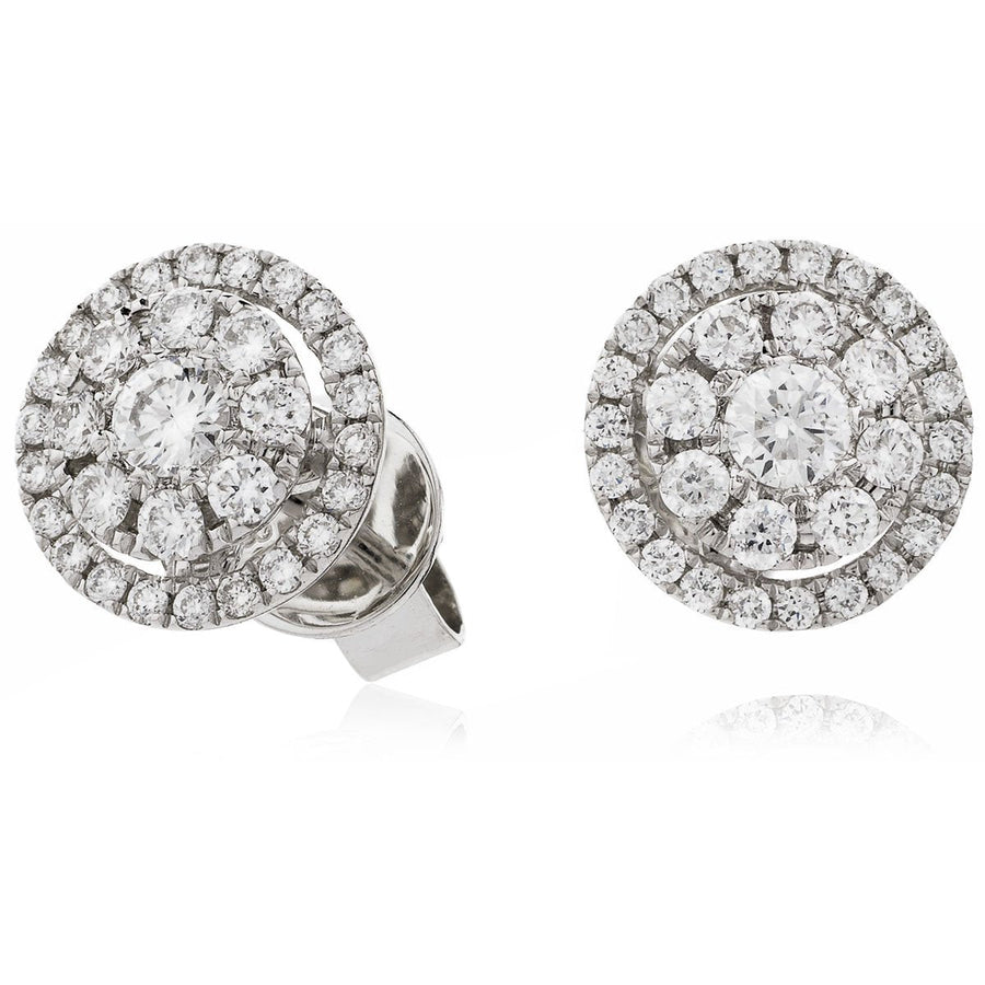 Diamond Cluster Halo Earrings 0.55ct F VS Quality in 18k White Gold - David Ashley