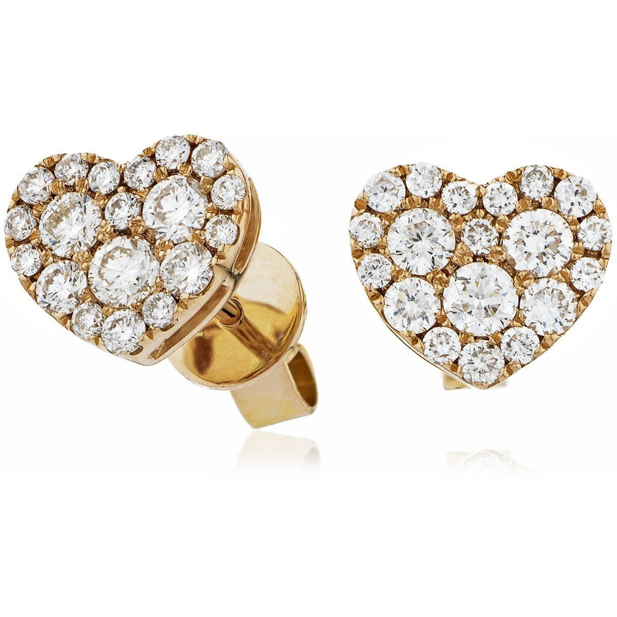 Diamond Cluster Halo Earrings 0.70ct F VS Quality in 18k Rose Gold - David Ashley