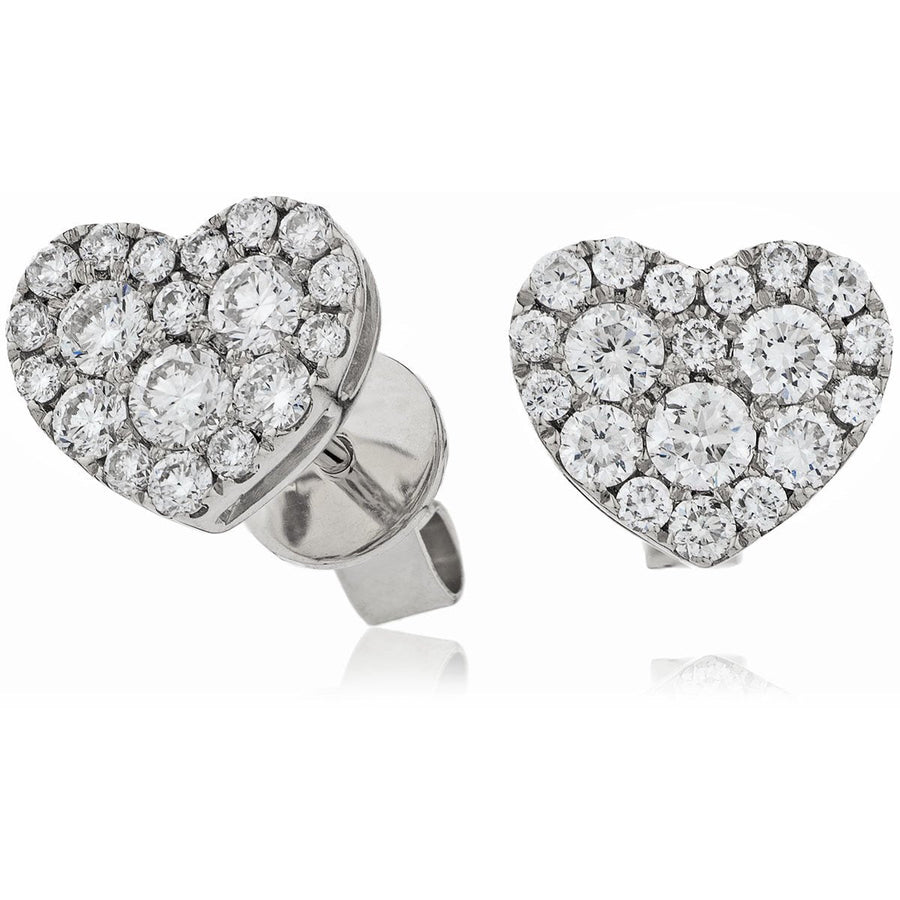 Diamond Cluster Halo Earrings 0.70ct F VS Quality in 18k White Gold - David Ashley