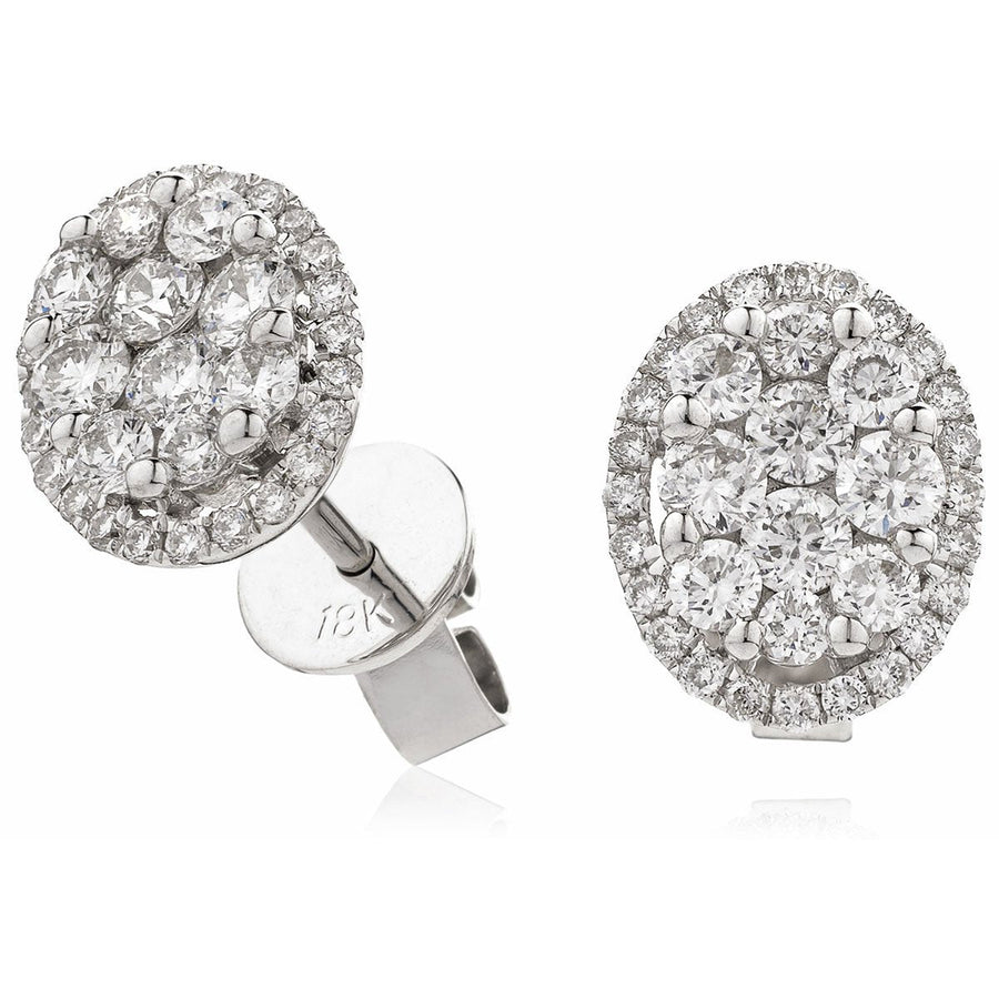 Diamond Cluster Halo Earrings 0.80ct F VS Quality in 18k White Gold - David Ashley