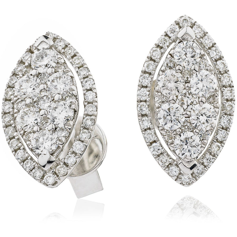 Diamond Cluster Halo Earrings 0.85ct F VS Quality in 18k White Gold - David Ashley