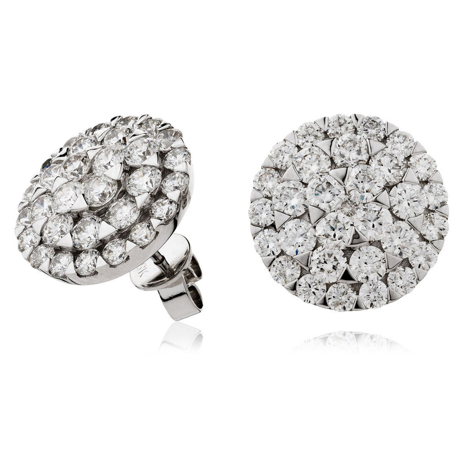 Diamond Cluster Halo Earrings 4.00ct F VS Quality in 18k White Gold - David Ashley