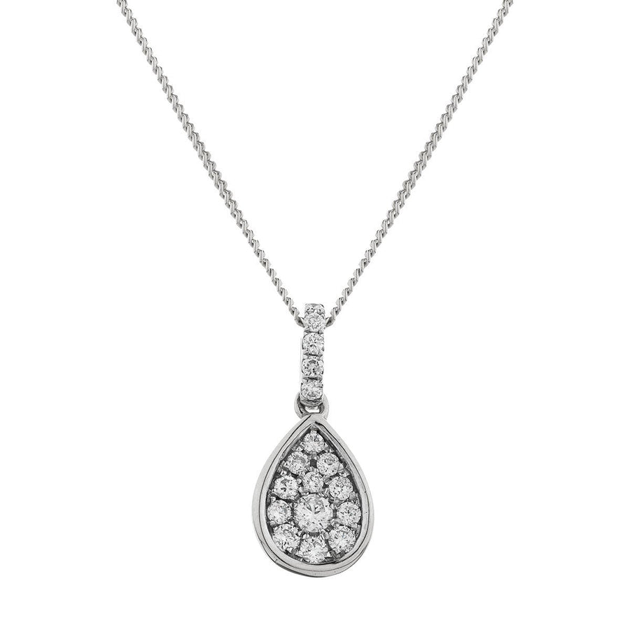 Diamond Cluster Pendant Necklace 0.20ct F VS Quality in 18k White Gold - David Ashley