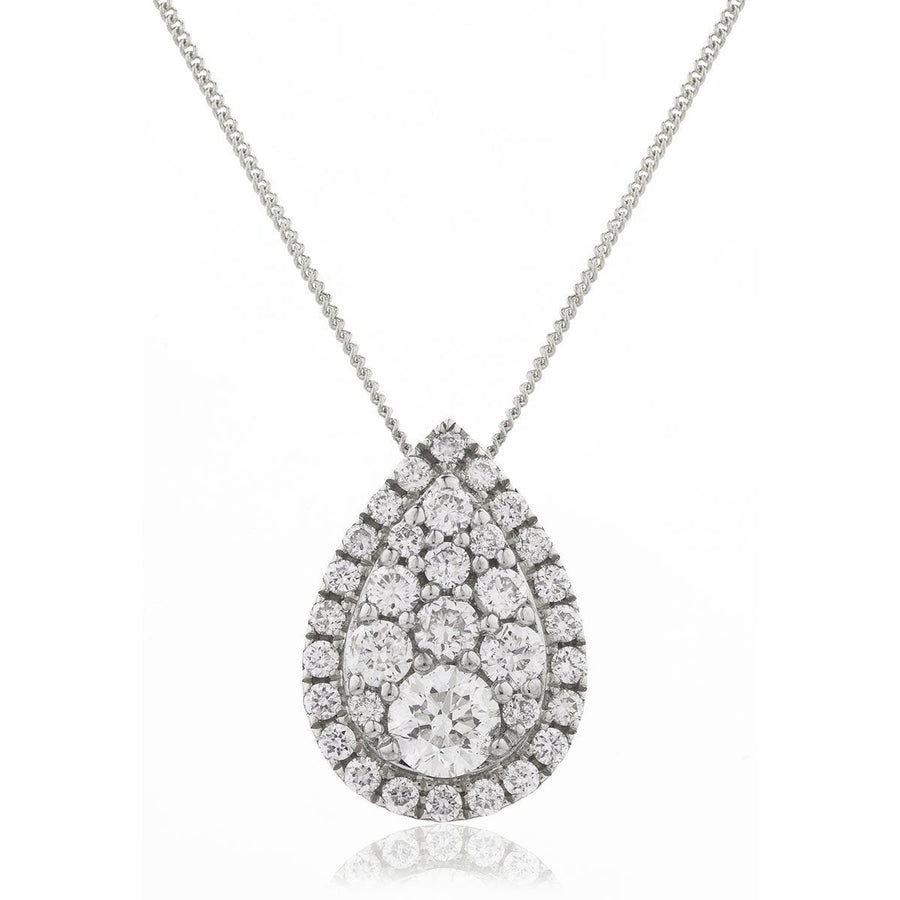 Diamond Cluster Pendant Necklace 0.25ct F VS Quality in 18k White Gold - David Ashley