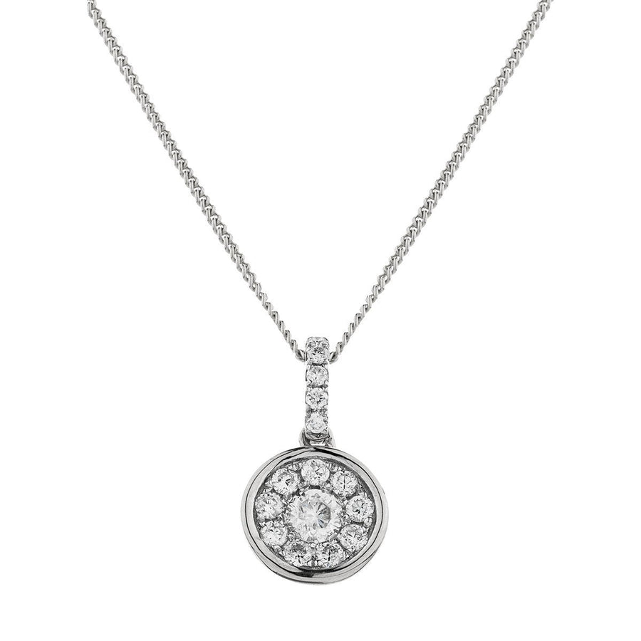 Diamond Cluster Pendant Necklace 0.27ct F VS Quality in 18k White Gold - David Ashley
