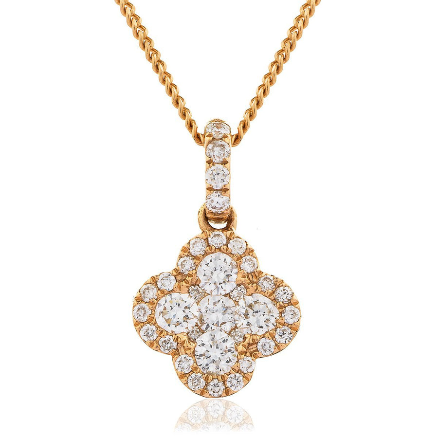 Diamond Cluster Pendant Necklace 0.30ct F VS Quality in 18k Rose Gold - David Ashley