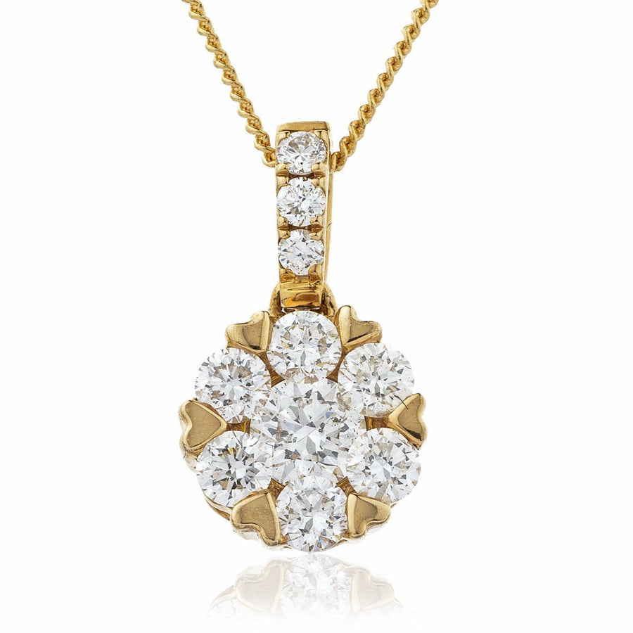Diamond Cluster Pendant Necklace 0.35ct F VS Quality in 18k Rose Gold - David Ashley