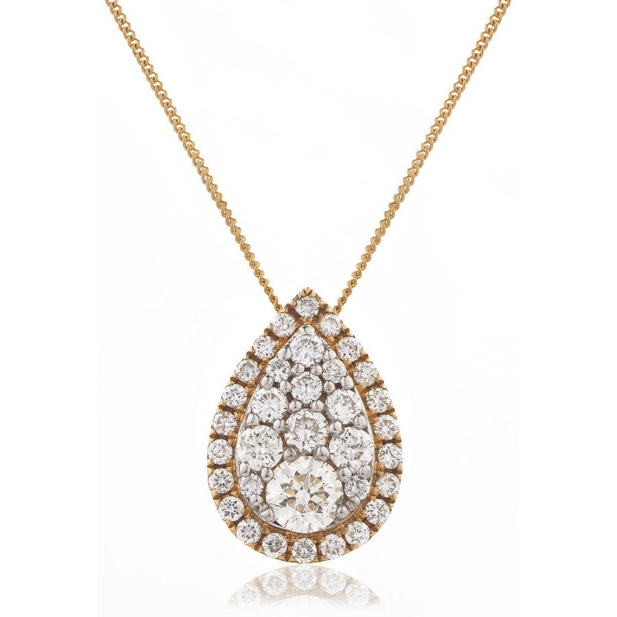 Diamond Cluster Pendant Necklace 0.50ct F VS Quality in 18k Rose Gold - David Ashley