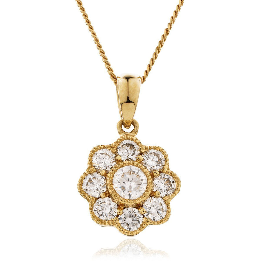 Diamond Cluster Pendant Necklace 0.50ct F VS Quality in 18k Rose Gold - David Ashley