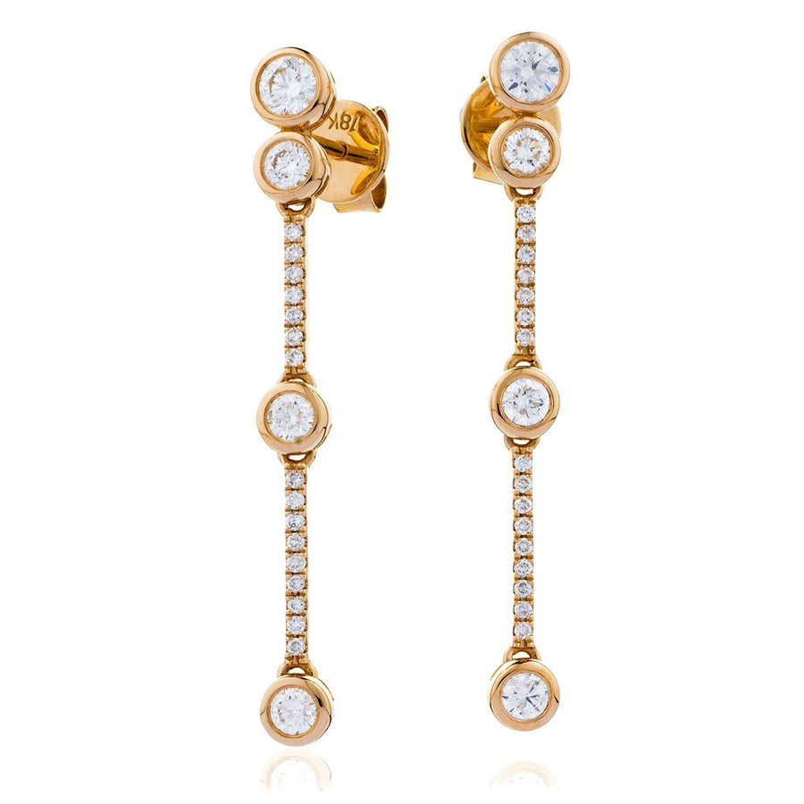 Diamond Drop Earrings 0.75ct F VS Quality in 18k Rose Gold - David Ashley