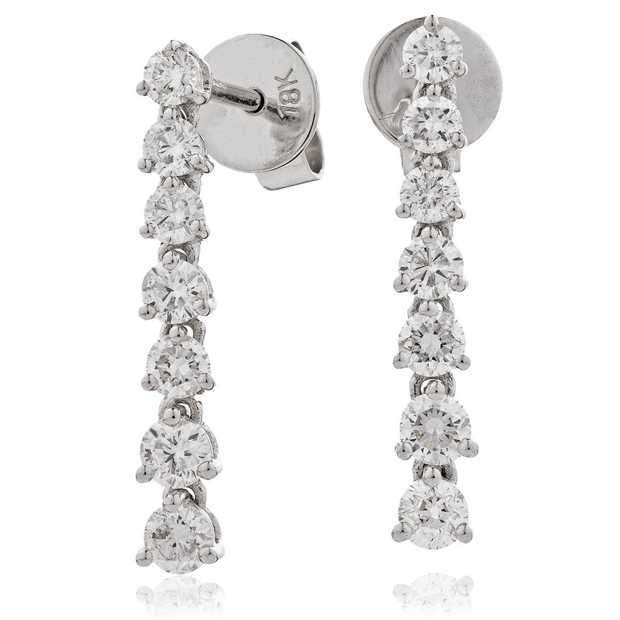 Diamond Drop Earrings 0.75ct F VS Quality in 18k White Gold - David Ashley