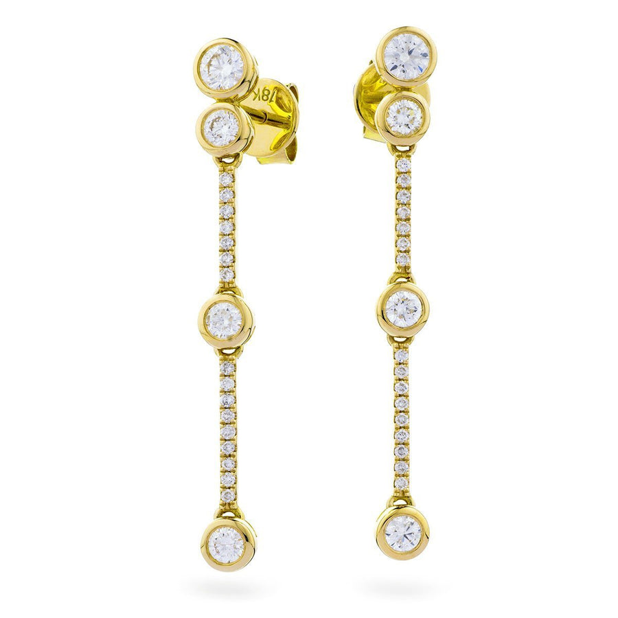 Diamond Drop Earrings 0.75ct F VS Quality in 18k Yellow Gold - David Ashley