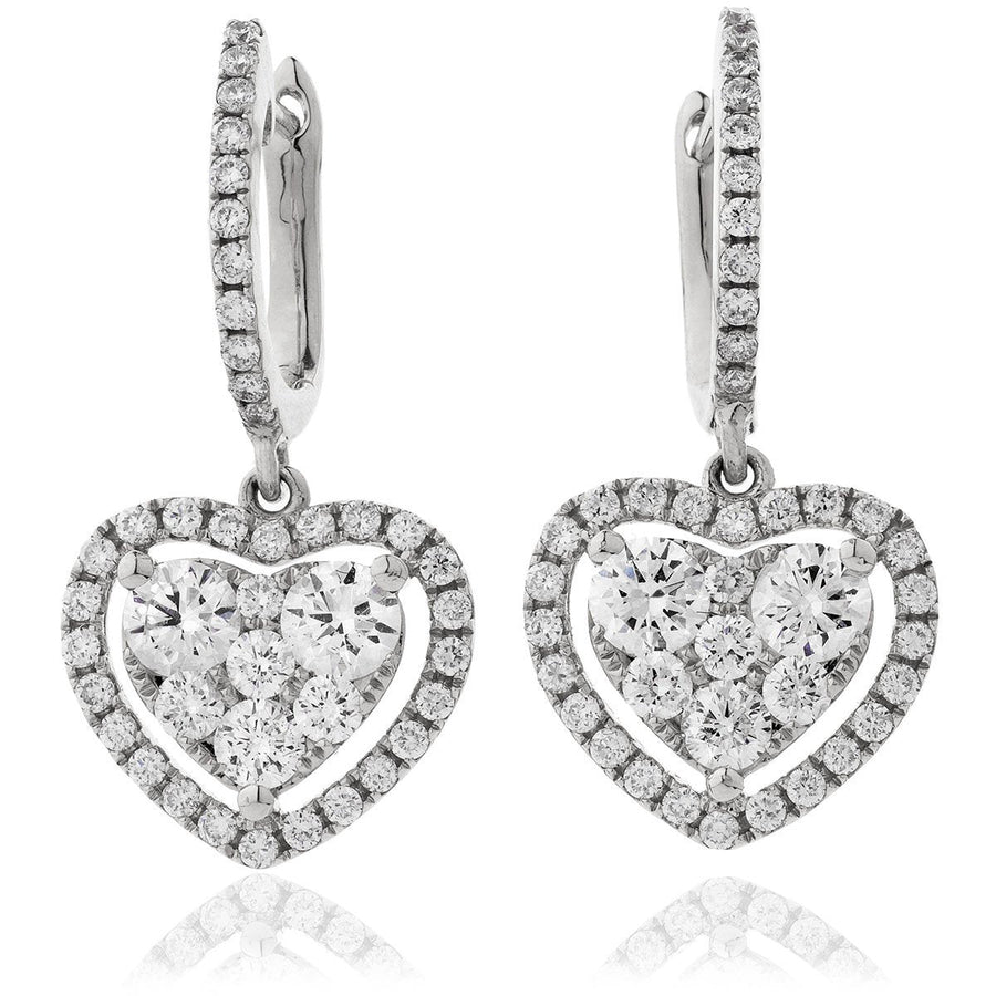 Diamond Drop Earrings 0.80ct F VS Quality in 18k White Gold - David Ashley