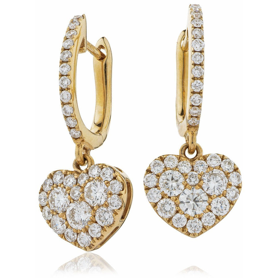 Diamond Drop Earrings 0.90ct F VS Quality in 18k Rose Gold - David Ashley