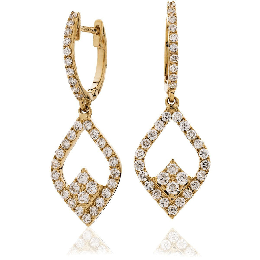 Diamond Drop Earrings 1.00ct F VS Quality in 18k Rose Gold - David Ashley