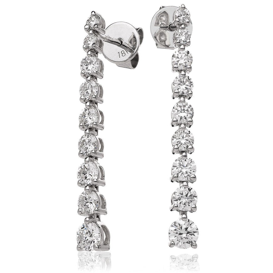Diamond Drop Earrings 1.50ct F VS Quality in 18k White Gold - David Ashley