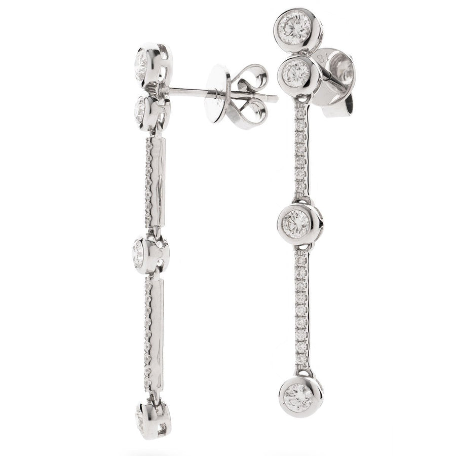 Diamond Drop Earrings 1.60ct F VS Quality in 18k White Gold - David Ashley