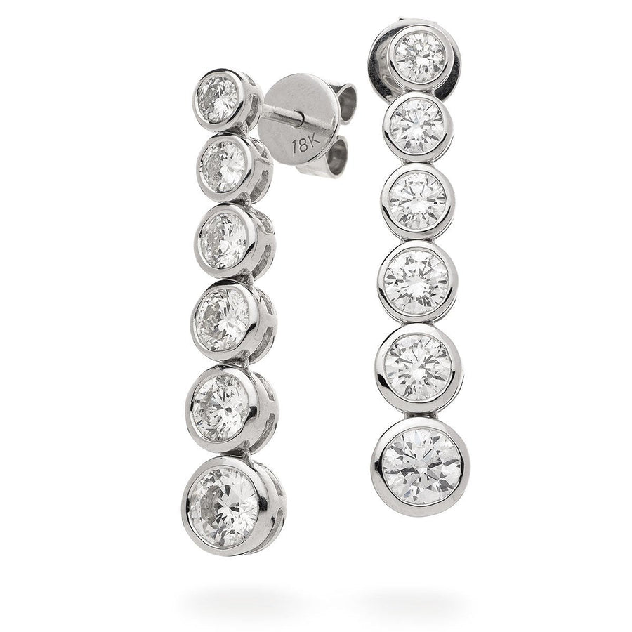 Diamond Drop Earrings 2.00ct F VS Quality in 18k White Gold - David Ashley