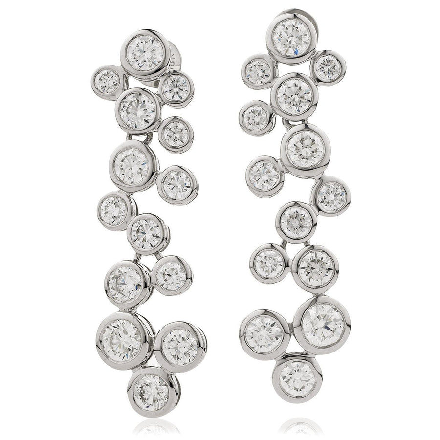 Diamond Drop Earrings 5.00ct F VS Quality in 18k White Gold - David Ashley