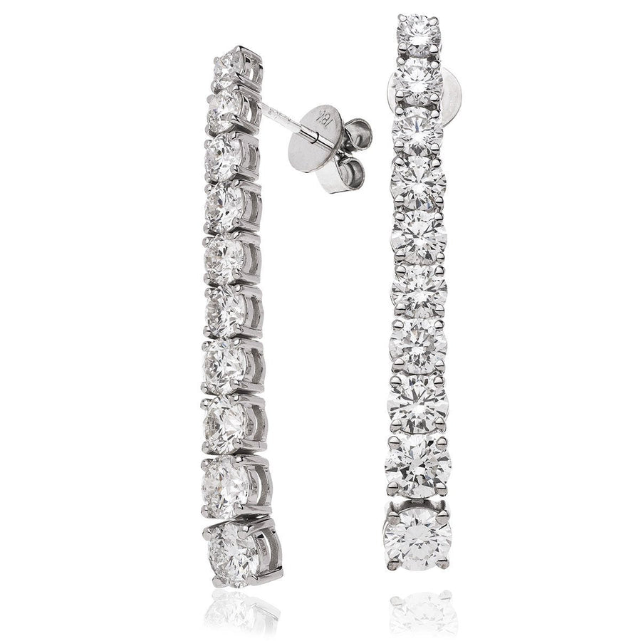 Diamond Drop Earrings 5.25ct F VS Quality in 18k White Gold - David Ashley