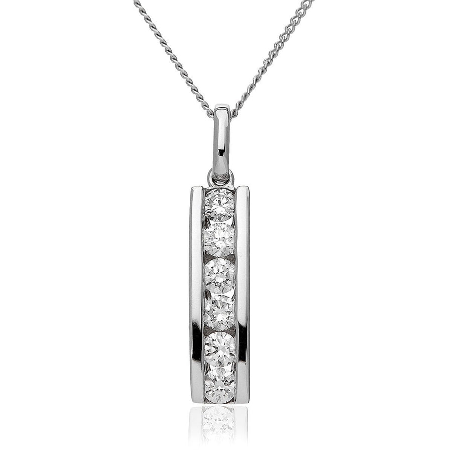 Diamond Drop Pendant Necklace 0.50ct F VS Quality in 18k White Gold - David Ashley