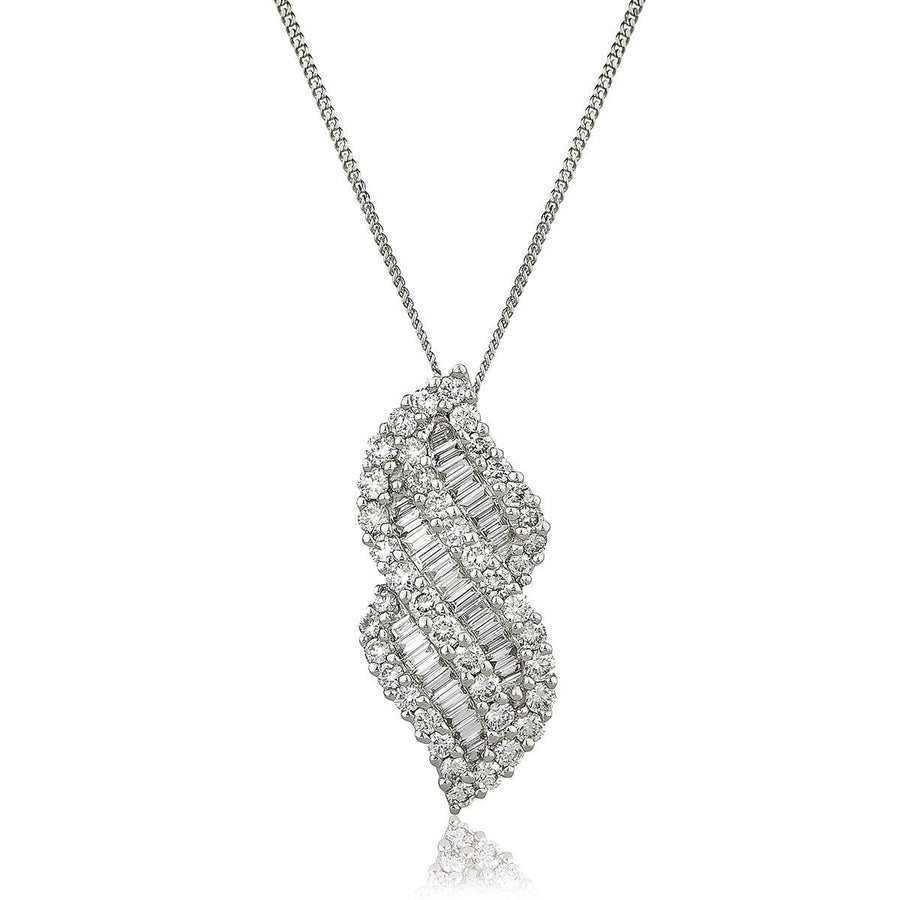 Diamond Drop Pendant Necklace 1.10ct F VS Quality in 18k White Gold - David Ashley