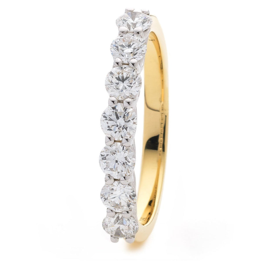 Diamond Eternity 7 Stone Ring 1.00ct F-VS Quality in 18k Yellow Gold - David Ashley