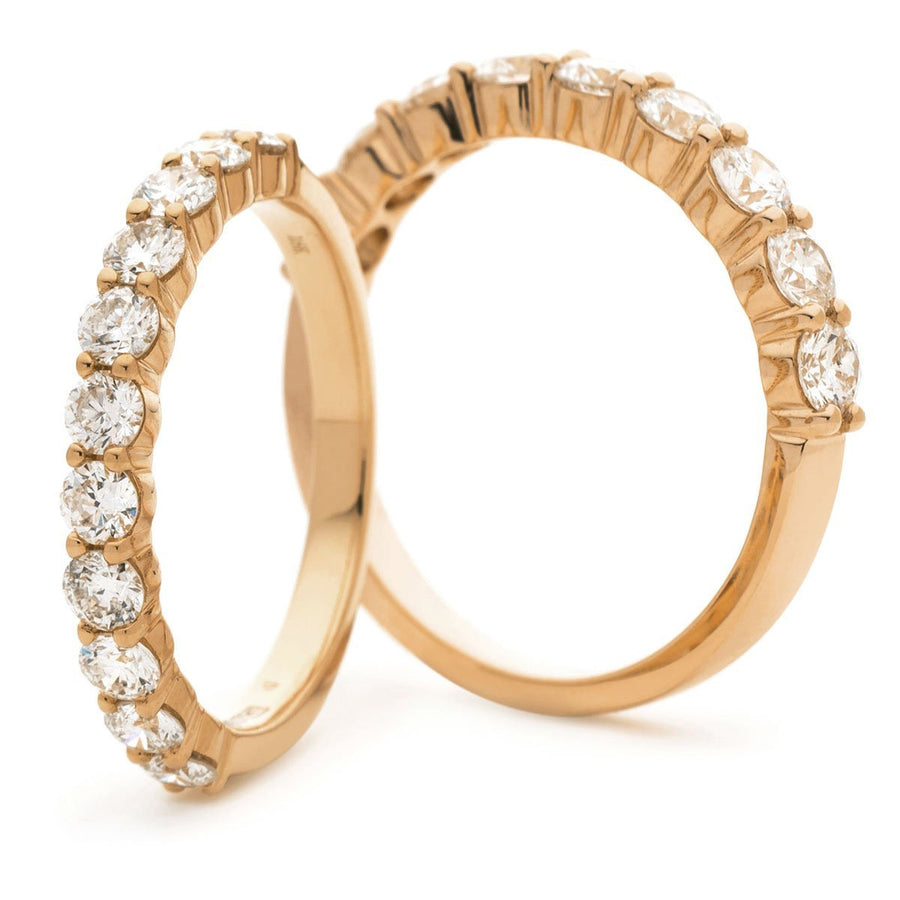 Diamond Eternity 9 Stone Ring 1.00ct F-VS Quality in 18k Rose Gold - David Ashley