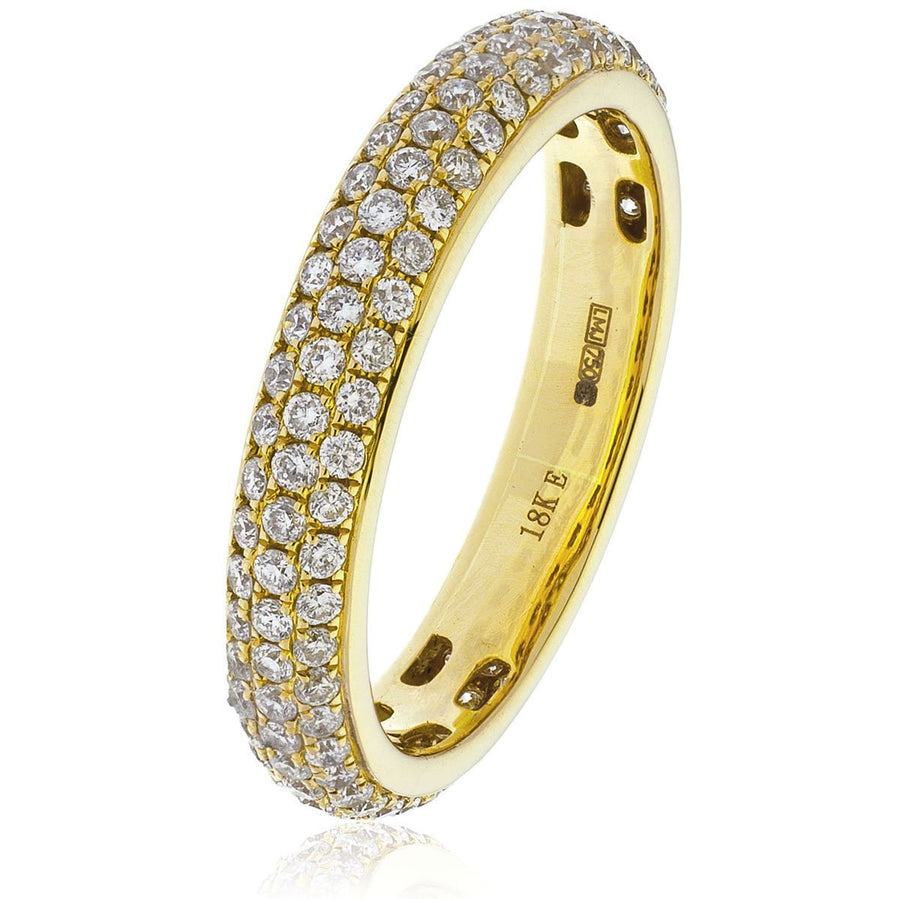 Diamond Eternity Ring 3.5mm 1.00ct F-VS Quality in 18k Yellow Gold - David Ashley