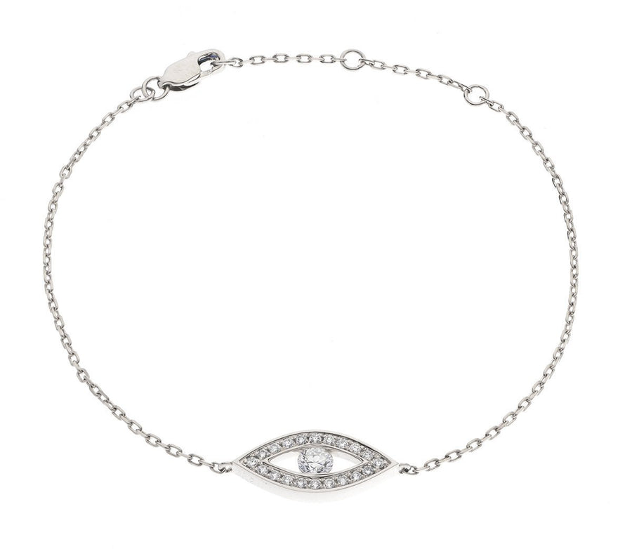 Diamond Evil Eye Bracelet 0.35ct F VS Quality in 18k White Gold - David Ashley