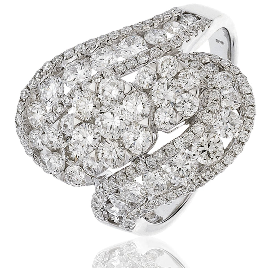 Diamond Fancy Cluster Ring 2.25ct F-VS Quality in 18k White Gold - David Ashley