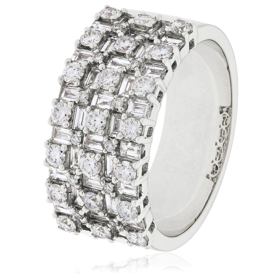 Diamond Fancy Dress Ring 9.5mm 1.50ct F-VS Quality in 18k White Gold - David Ashley