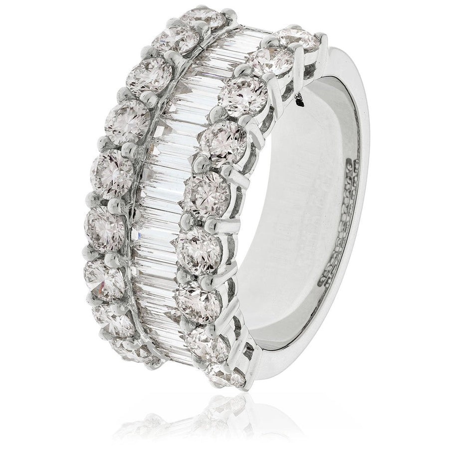 Diamond Fancy Dress Ring 9.5mm 2.70ct F-VS Quality in 18k White Gold - David Ashley