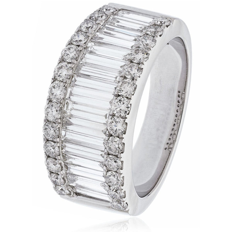 Diamond Fancy Dress Ring 9.6mm 2.45ct F-VS Quality in 18k White Gold - David Ashley
