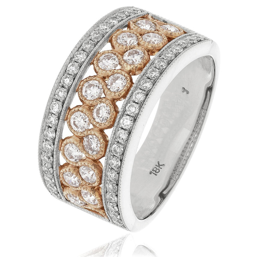 Diamond Fancy Dress Ring 9.7mm 1.00ct F-VS Quality in 18k 3 Tone Gold - David Ashley