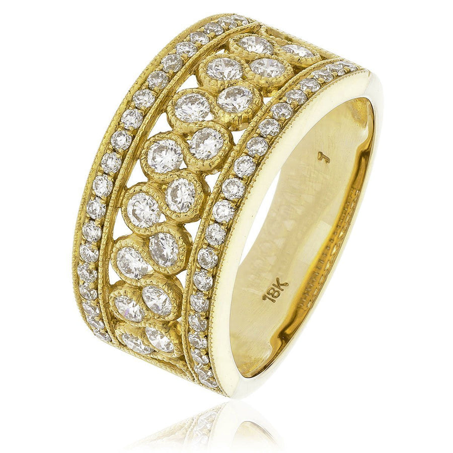 Diamond Fancy Dress Ring 9.7mm 1.00ct F-VS Quality in 18k Yellow Gold - David Ashley
