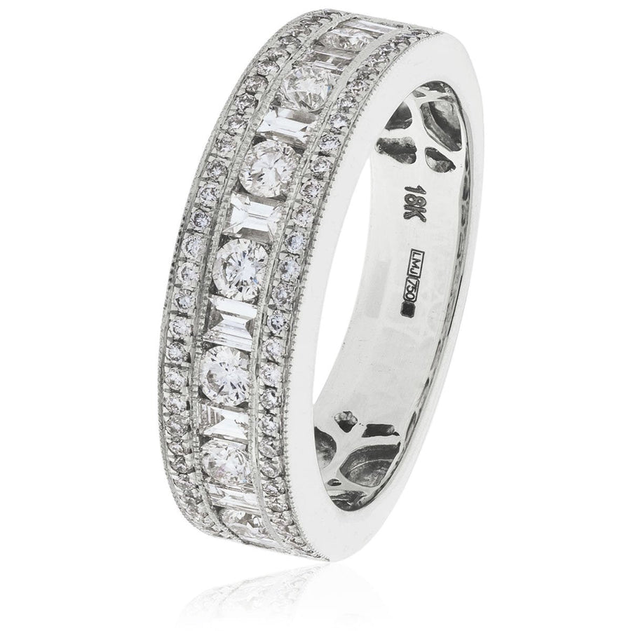 Diamond Fancy Eternity Ring 5.6mm 1.00ct F-VS Quality 18k White Gold - David Ashley