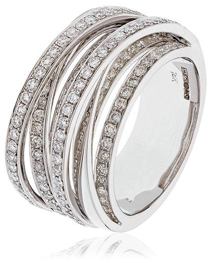 Diamond Fancy Pave Ring 11.0mm 1.50ct F-VS Quality in 18k White Gold - David Ashley