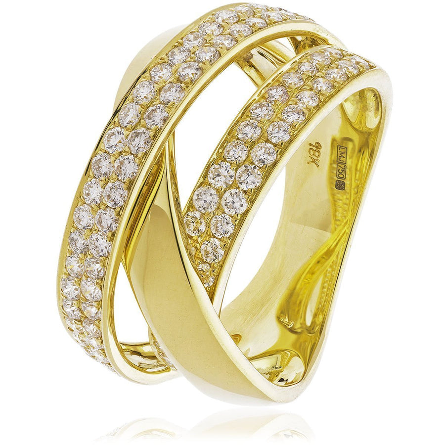 Diamond Fancy Pave Ring 12.0mm 1.20ct F-VS Quality in 18k Yellow Gold - David Ashley